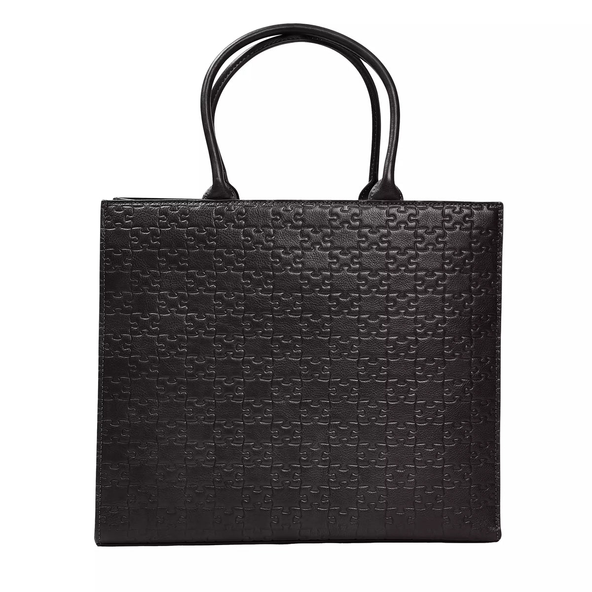 The Kemi Square Shopper — Black Waxed — front