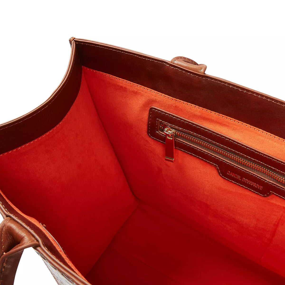 The Kemi Square Shopper — Nkari Waxed Brown — interior