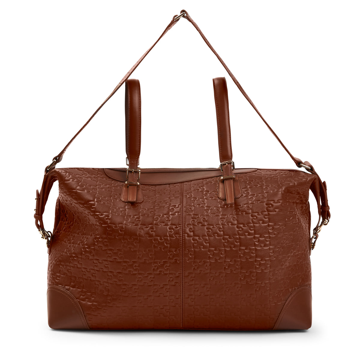 The Abimbola Jigsaw Duffle Bag — Brown Waxed — with shoulder strap