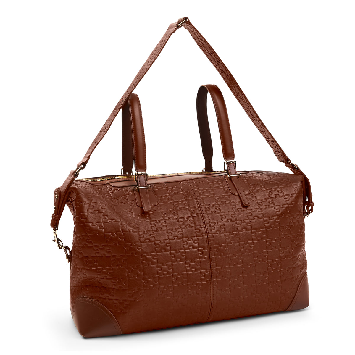 The Abimbola Jigsaw Duffle Bag — Brown Waxed — 3/4 side