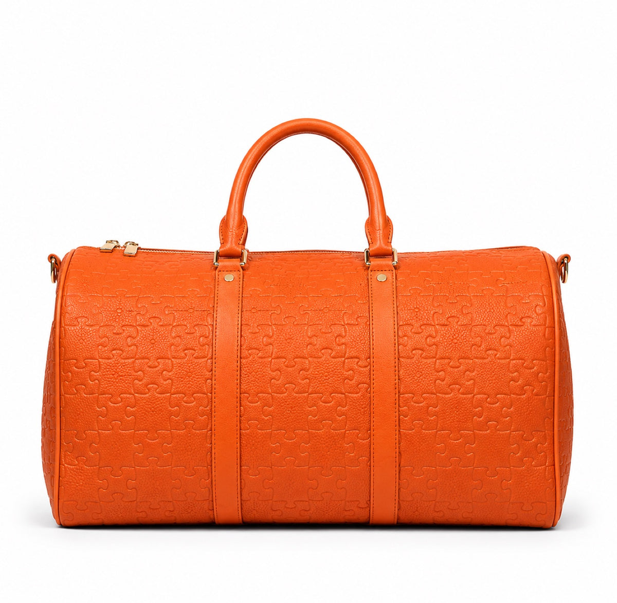 The Abimbola Duffle Bag — Orange Puzzle — front hero on white background — CANONICAL Orange image