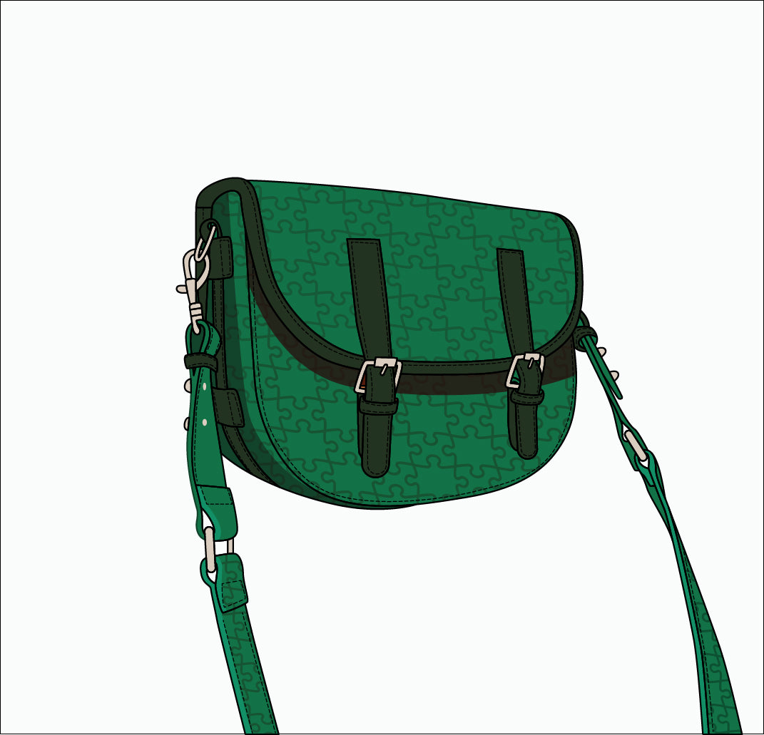 The Aremu Messenger — Green Togo — product sketch, white background