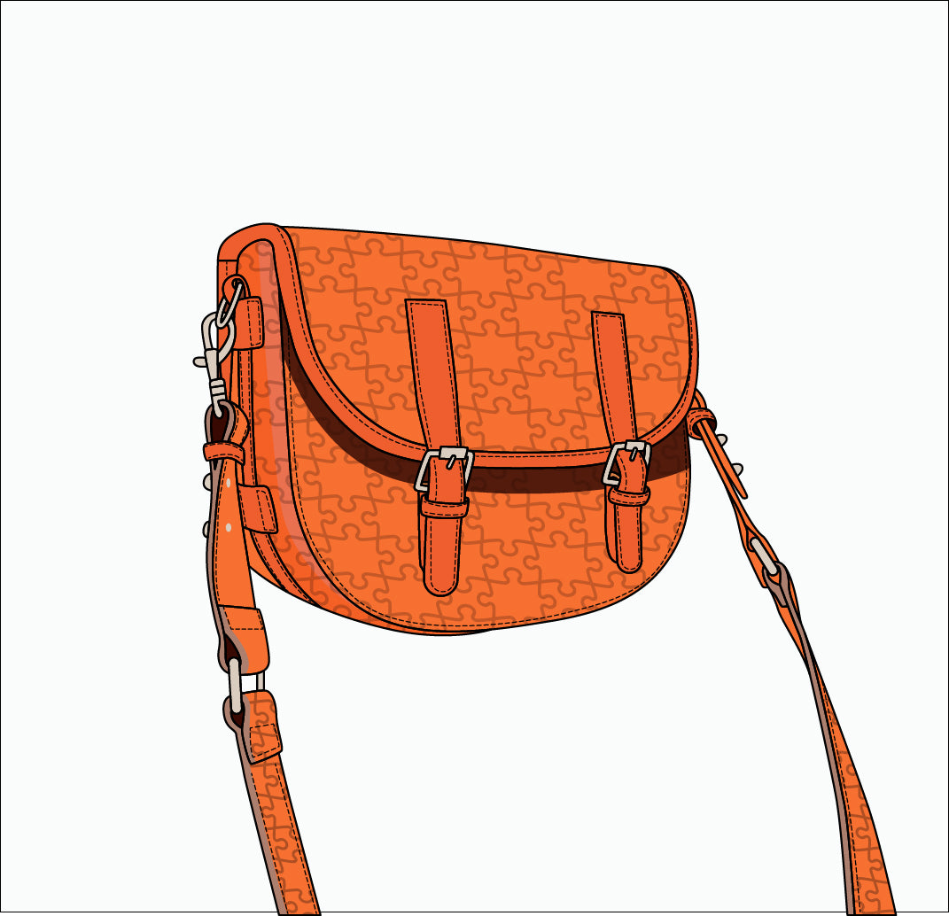 The Aremu Messenger — Orange Togo — product sketch, white background