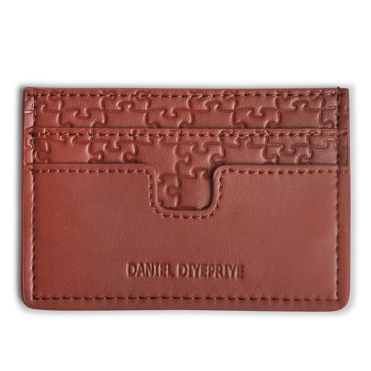 The Bisi Card Holder — Nkari Lychee Brown — front hero on white background — CANONICAL Nkari image