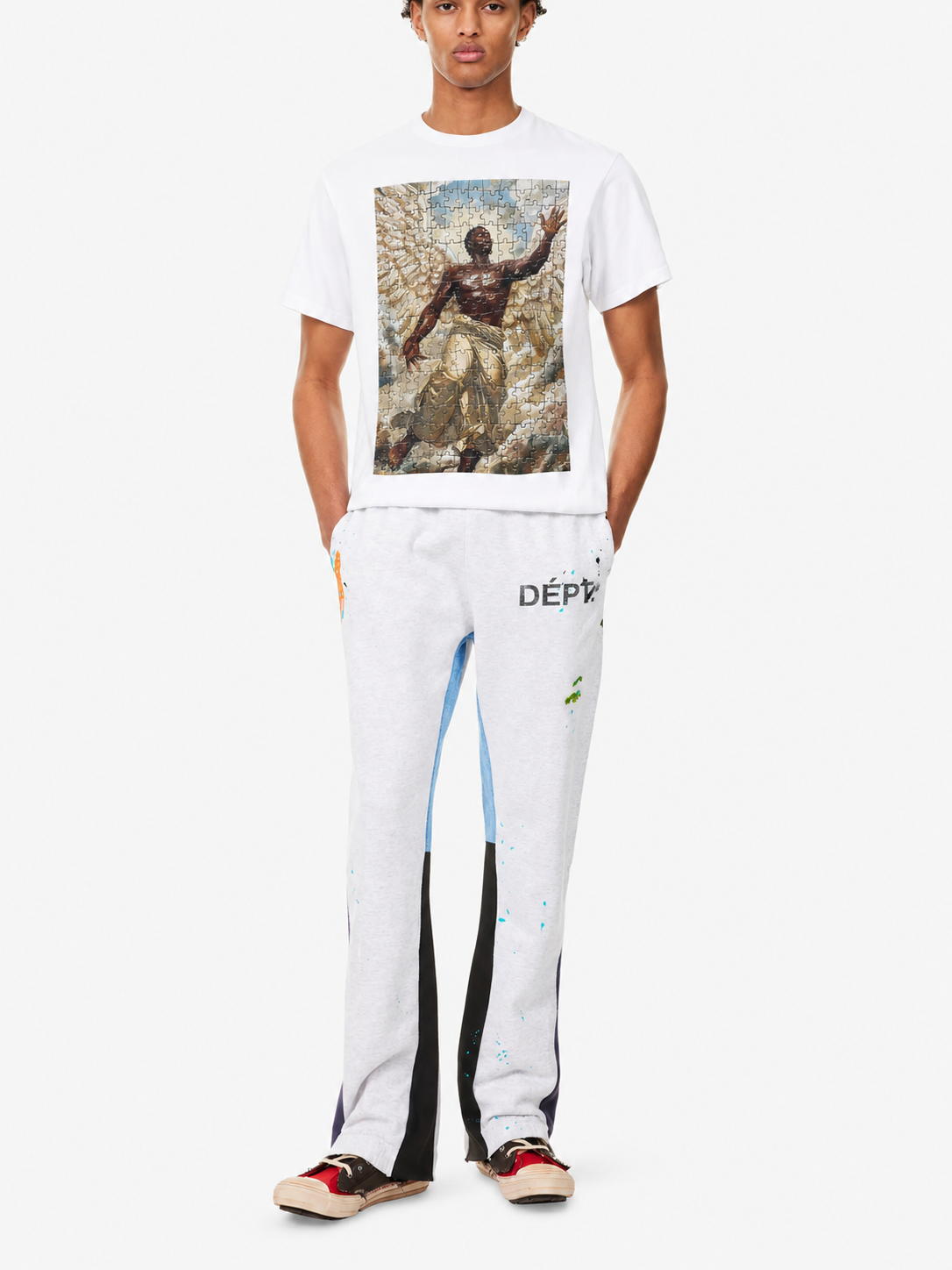 The Heavens Calling Tee · white · full length worn