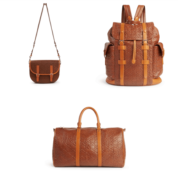 Nkari Brown Travel Set · 3 bags — all three bags and individual details