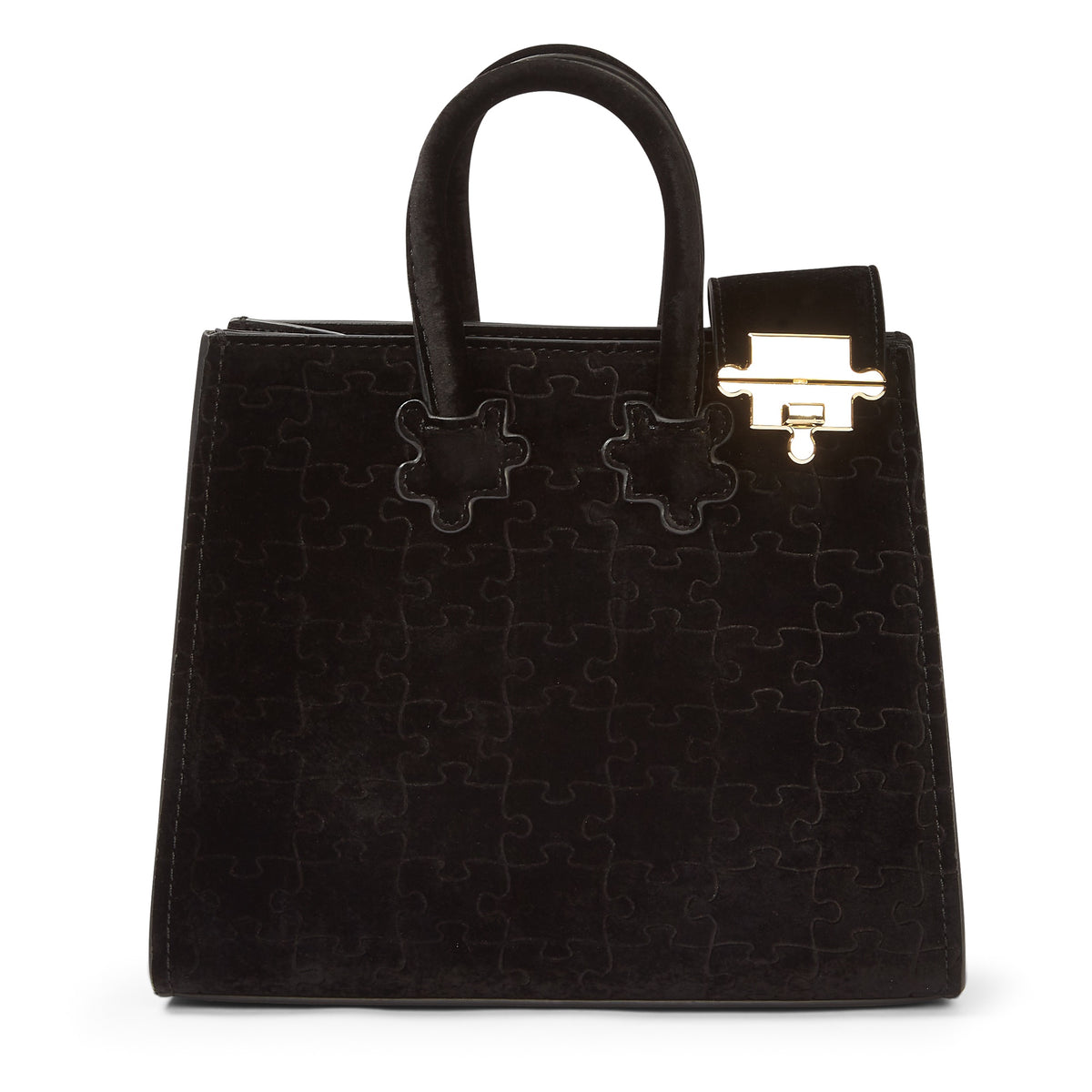 The Ibukun Tiny Tote - Black Suede front hero