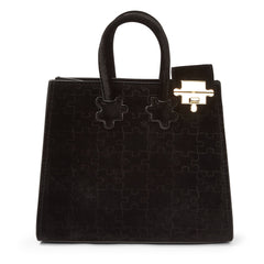 The Ibukun Tiny Tote - Black Suede front hero