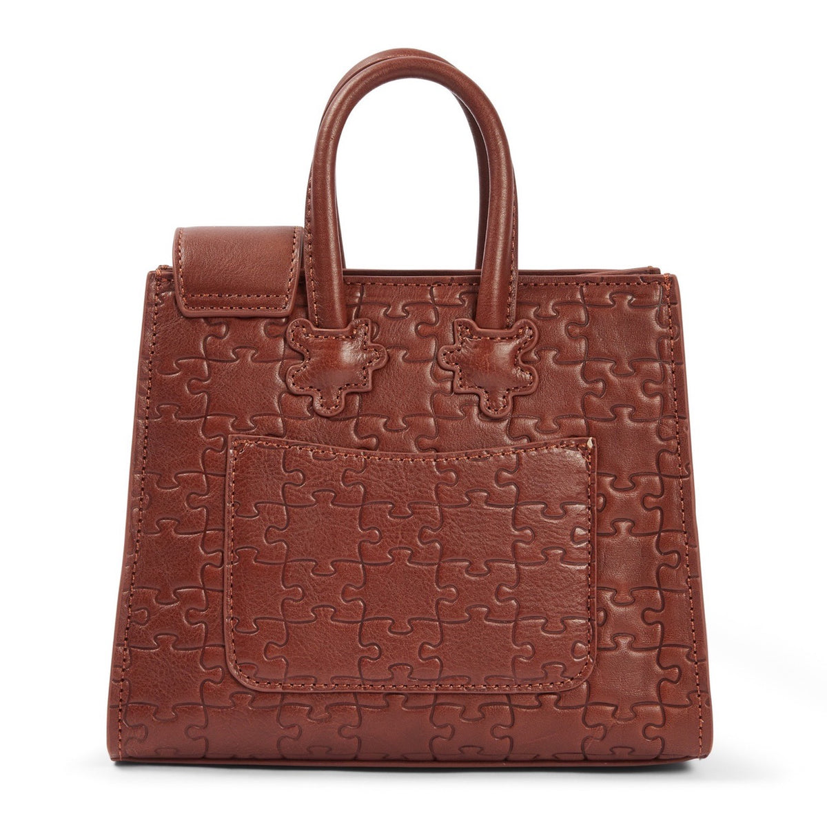 The Ibukun Tiny Tote - Brown Leather back with pocket