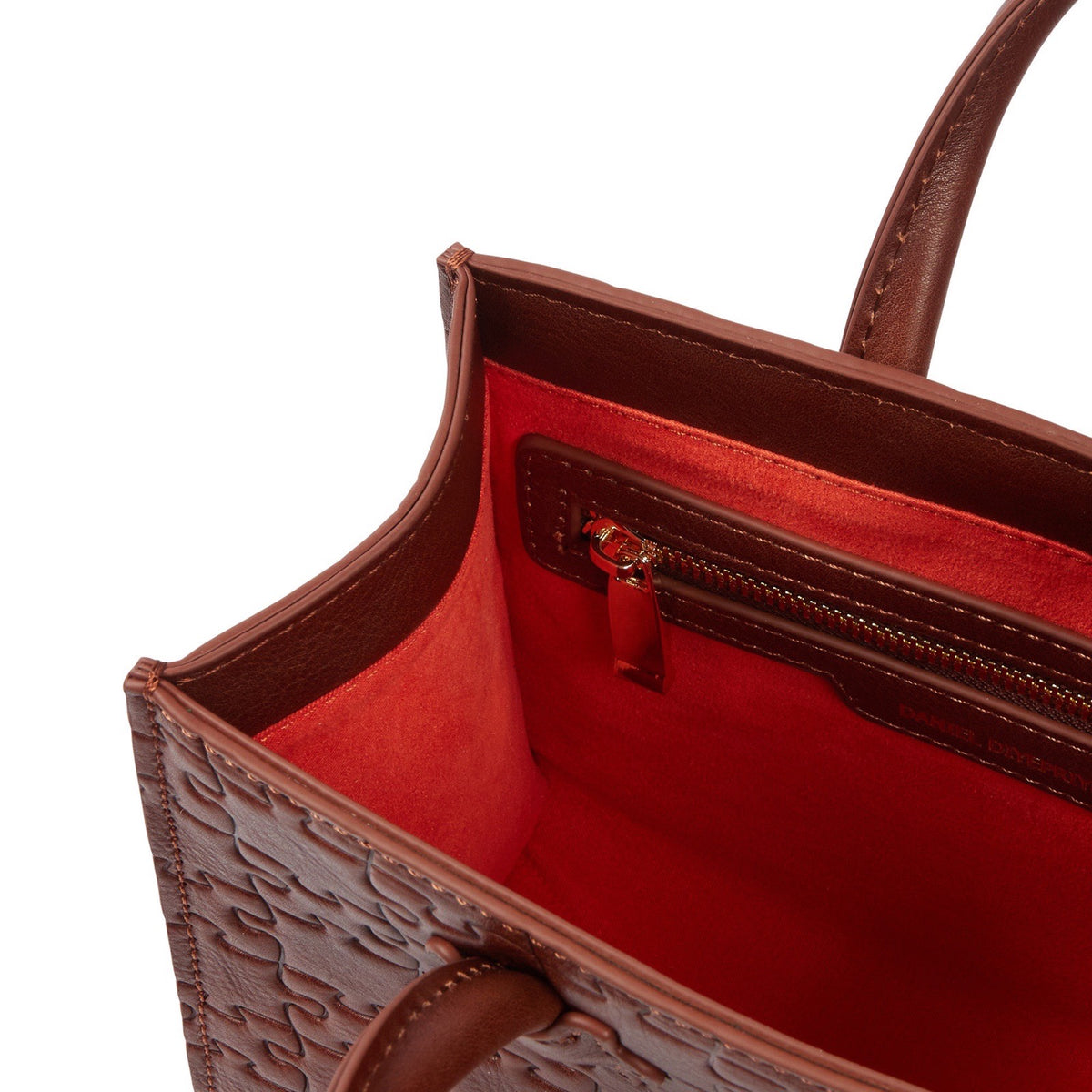 The Ibukun Tiny Tote - Brown Leather interior