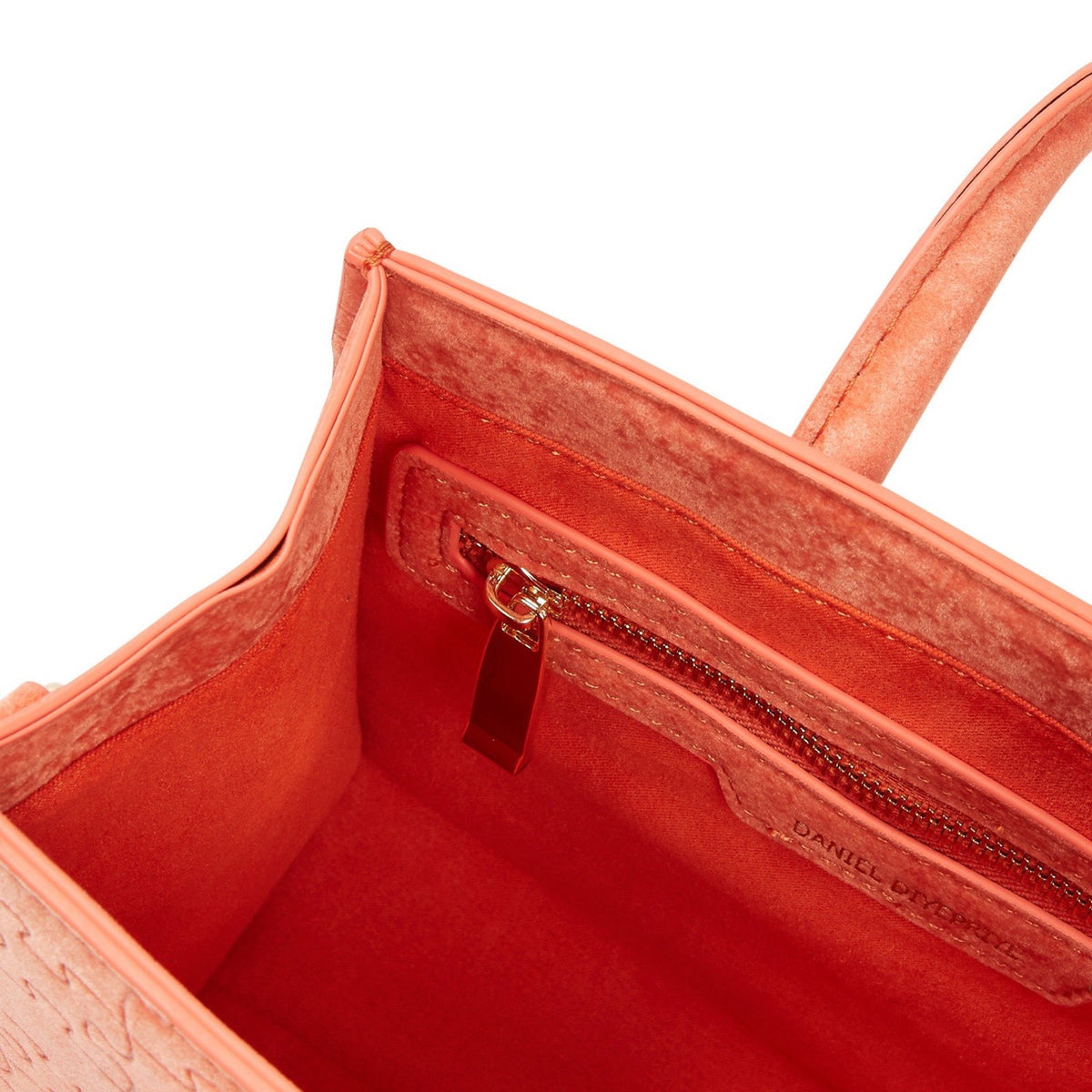 The Ibukun Tiny Tote - Coral Suede strap detail