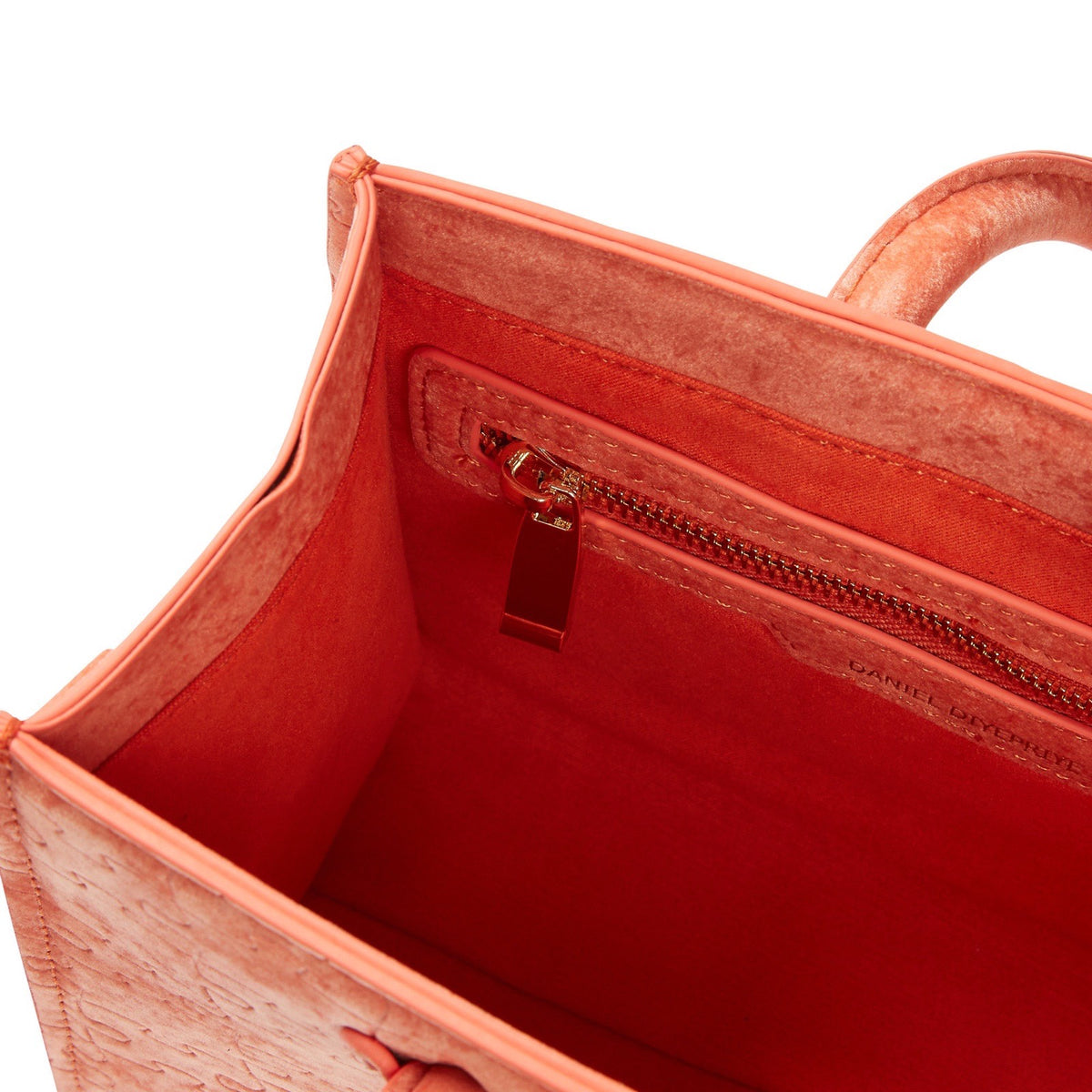 The Ibukun Tiny Tote - Coral Velvet interior