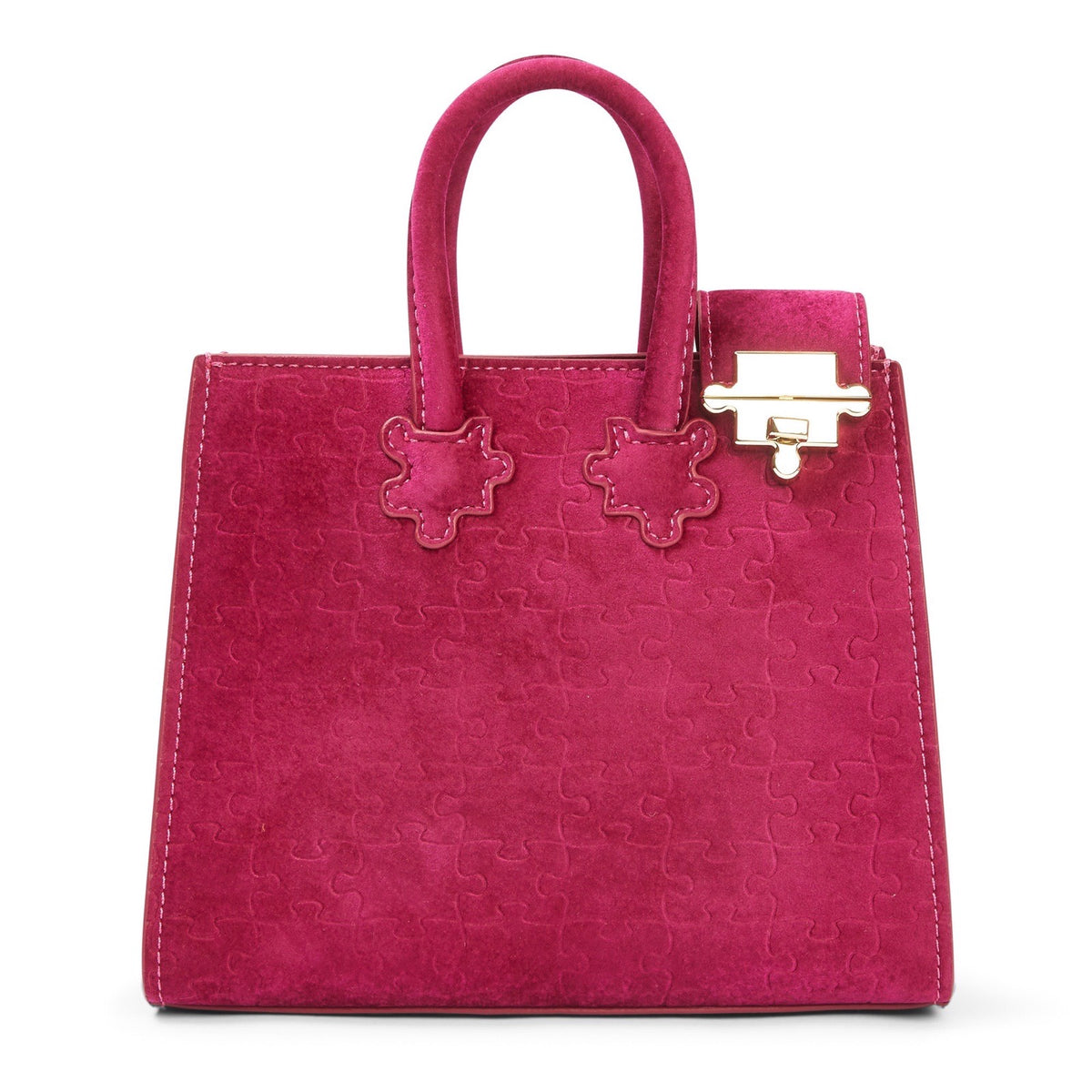 The Ibukun Tiny Tote - Hot Pink Suede front hero
