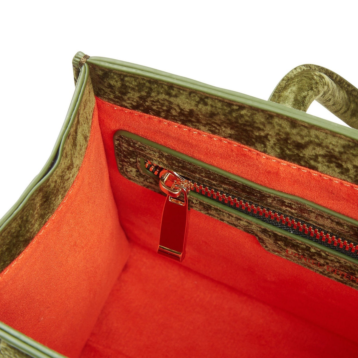 The Ibukun Tiny Tote - Olive Velvet interior