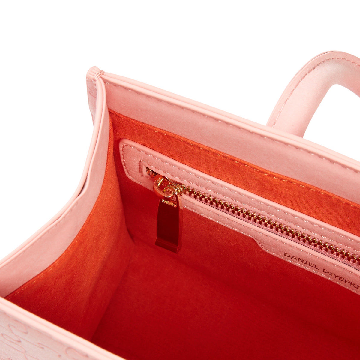 The Ibukun Tiny Tote - Pale Pink Patent interior