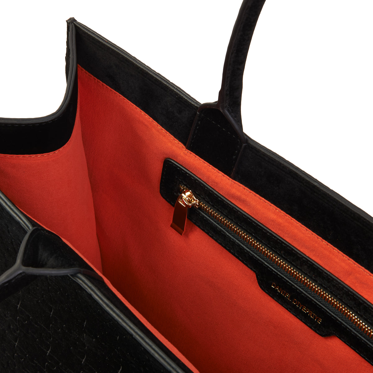 The Kemi Square Shopper — Black Velvet — interior