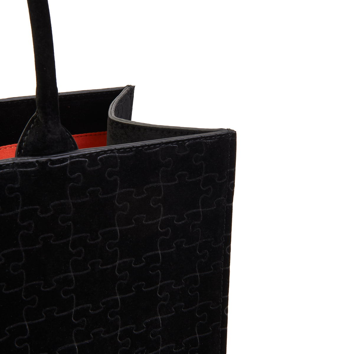 The Kemi Square Shopper — Black Velvet — top detail