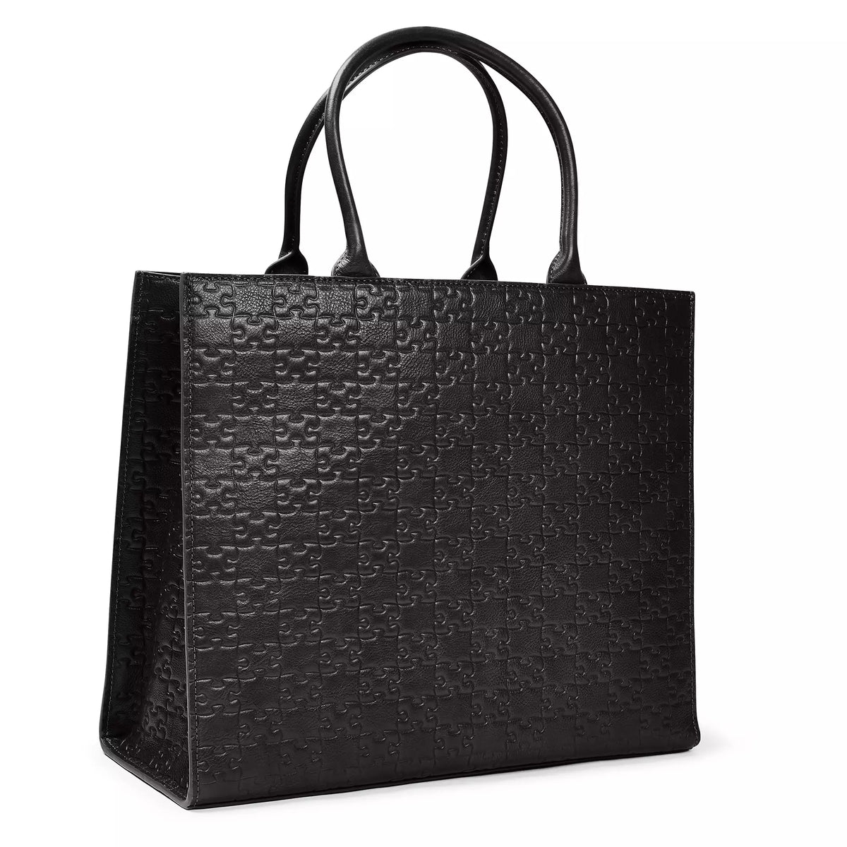 The Kemi Square Shopper — Black Waxed — 3/4