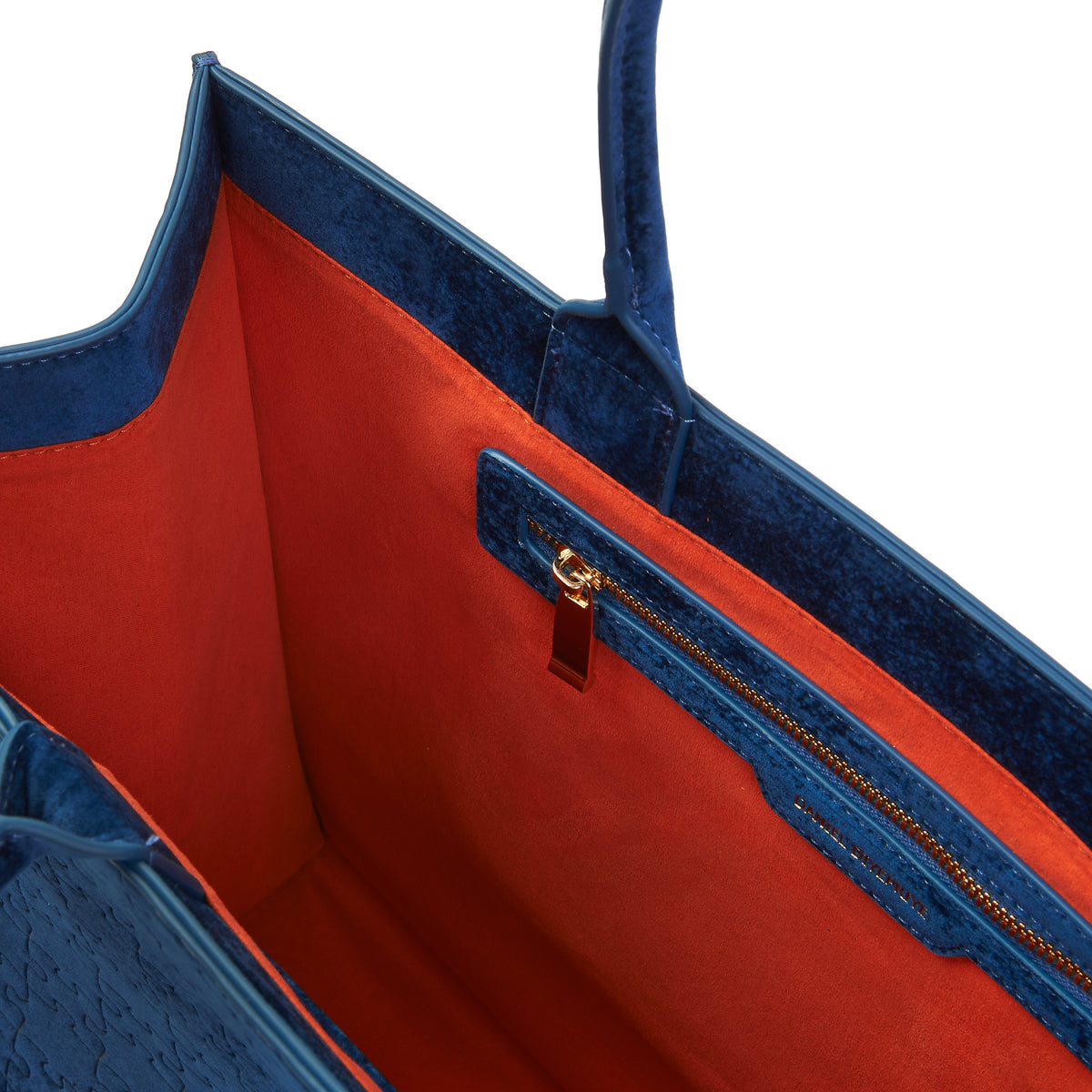 The Kemi Square Shopper — Blue Velvet — interior