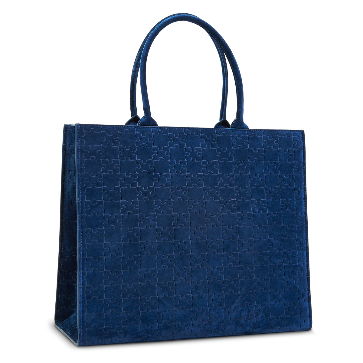 The Kemi Square Shopper — Blue Velvet — 3/4