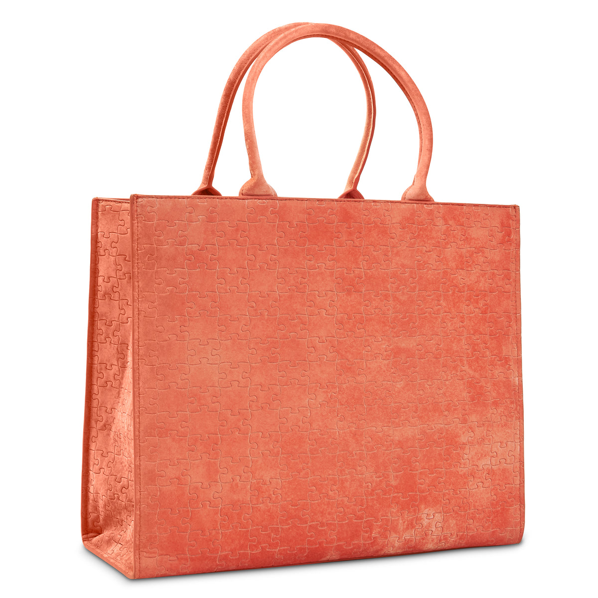 The Kemi Square Shopper — Coral Velvet — 3/4