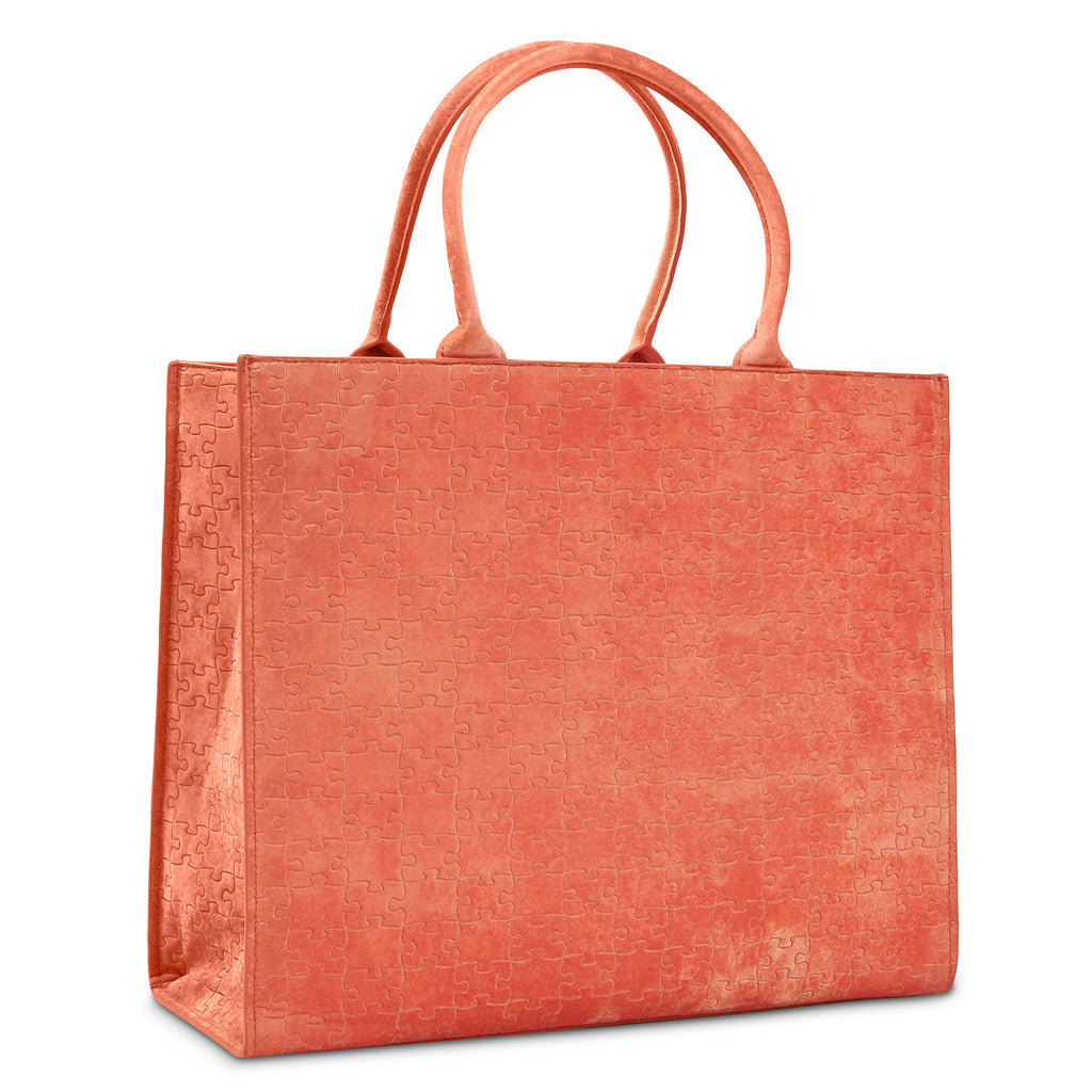 The Kemi Square Shopper — Coral Velvet — 3/4