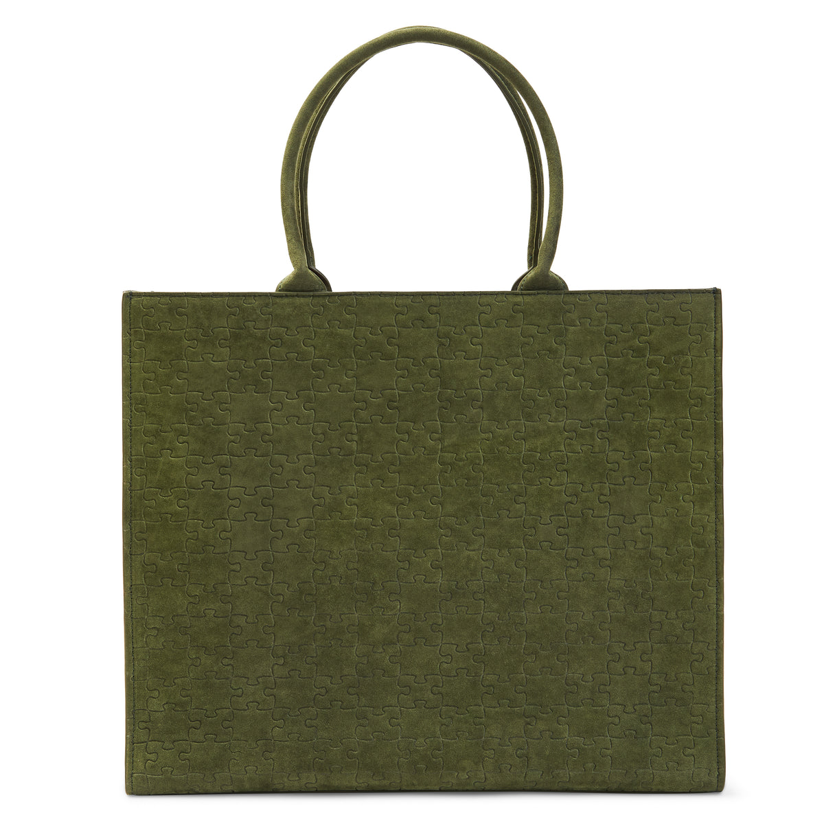 The Kemi Square Shopper — Green Velvet — back
