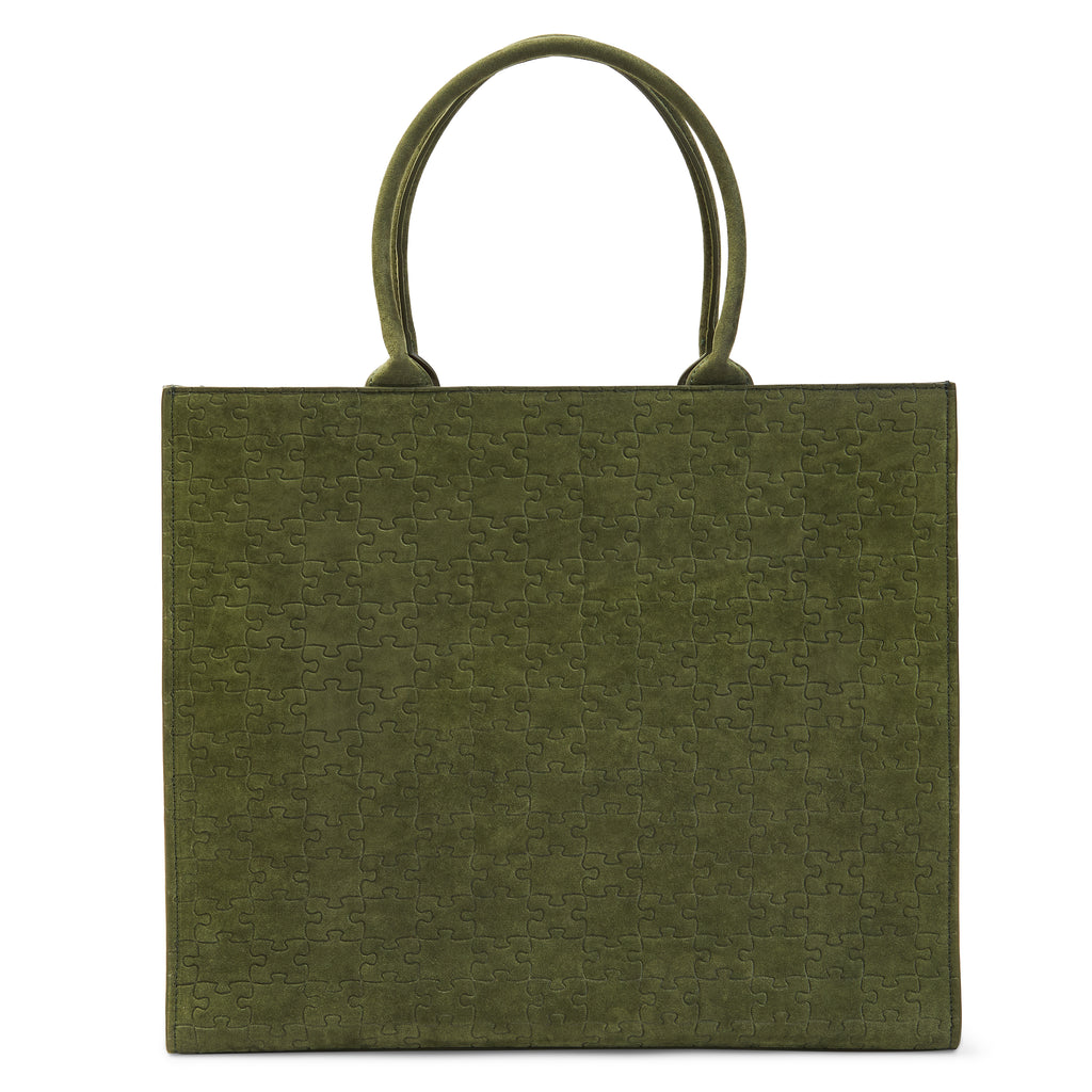 The Kemi Square Shopper — Green Velvet — back