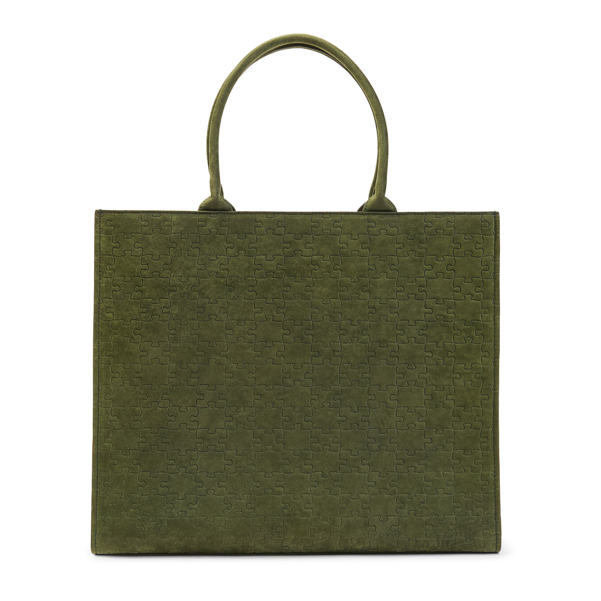 The Kemi Square Shopper — Green Velvet — front