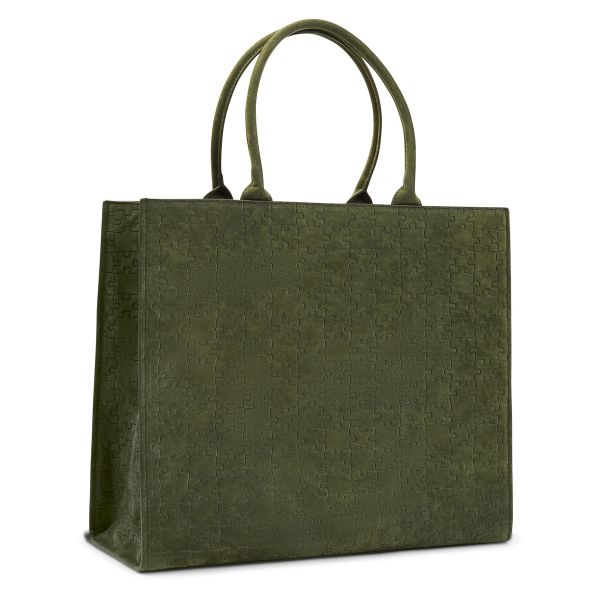 The Kemi Square Shopper — Green Velvet — 3/4