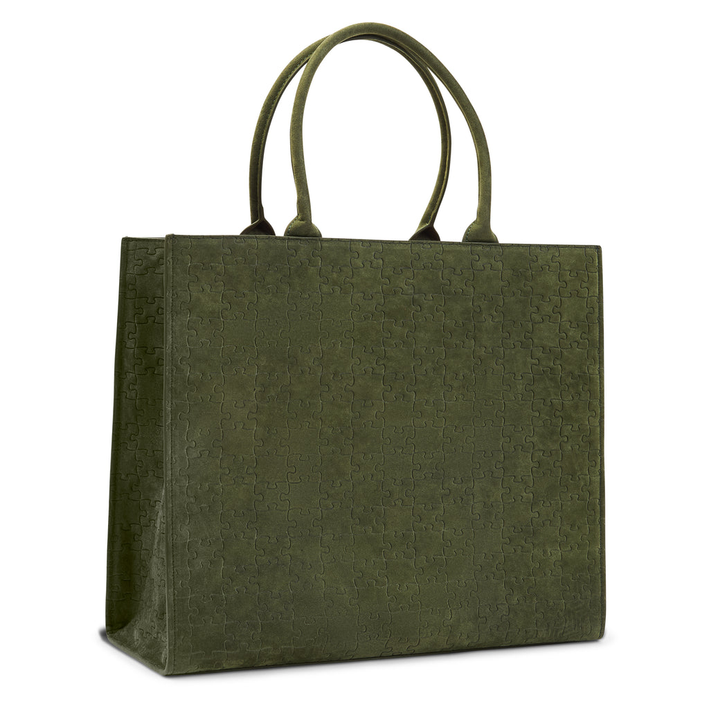 The Kemi Square Shopper — Green Velvet — 3/4
