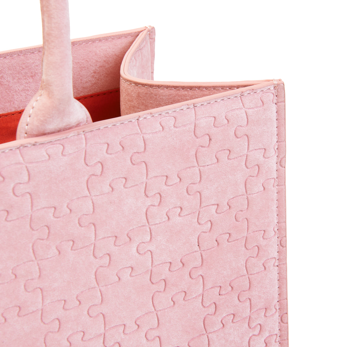 The Kemi Square Shopper — Pink Velvet — top detail