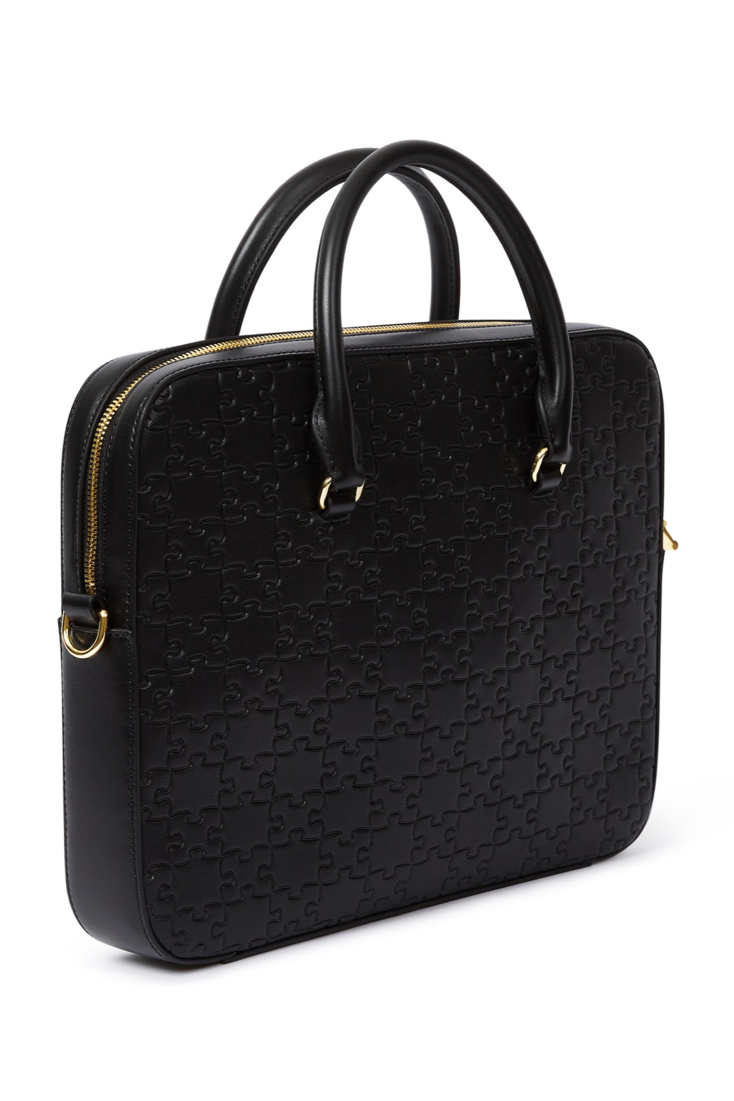 The Okiki Laptop Bag — Classic Black — side view on white background