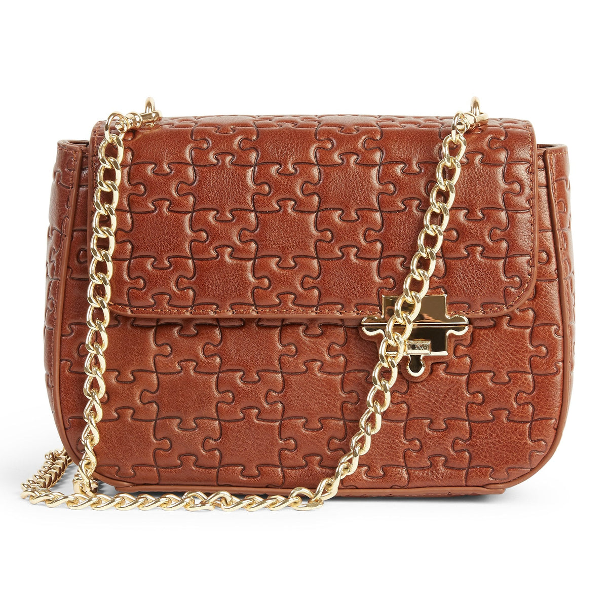 The Darasimi Chain Bag · Nkari waxed brown · front