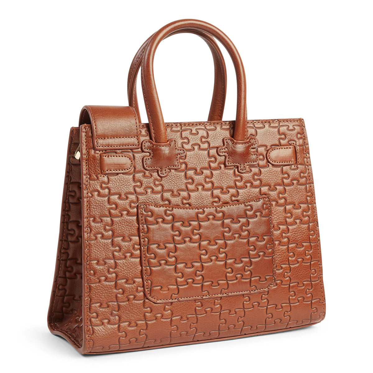The Ibukun Tote in Nkari Waxed Brown · 3/4 back angle showing back pocket