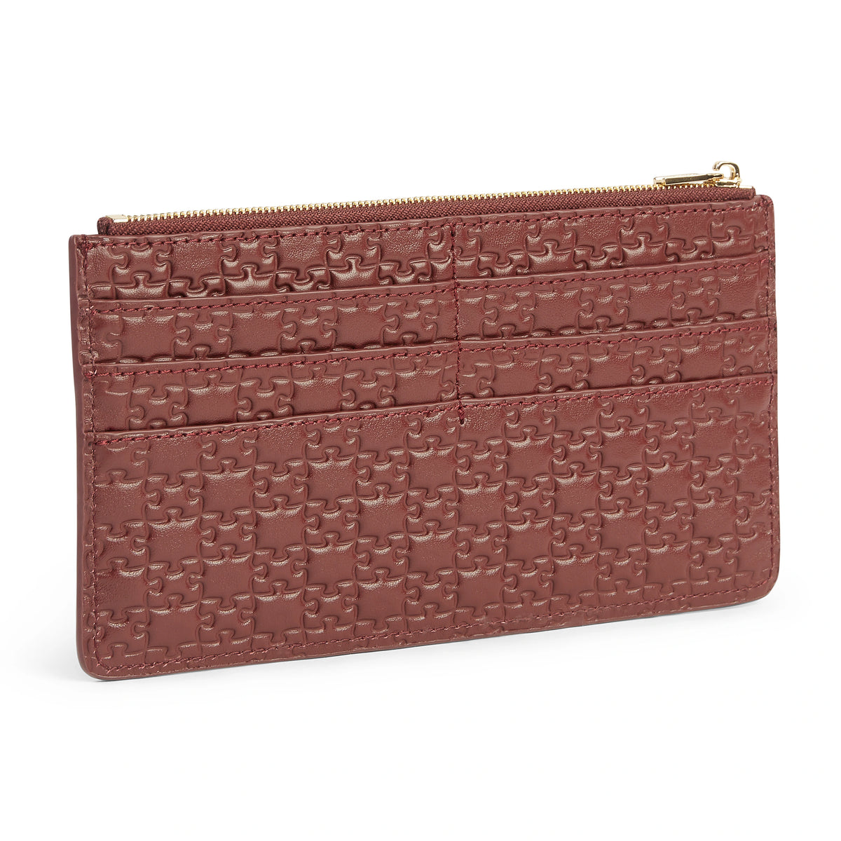 The Olabisi Card Holder · Nkari Lychee Brown · 3/4 angle showing depth