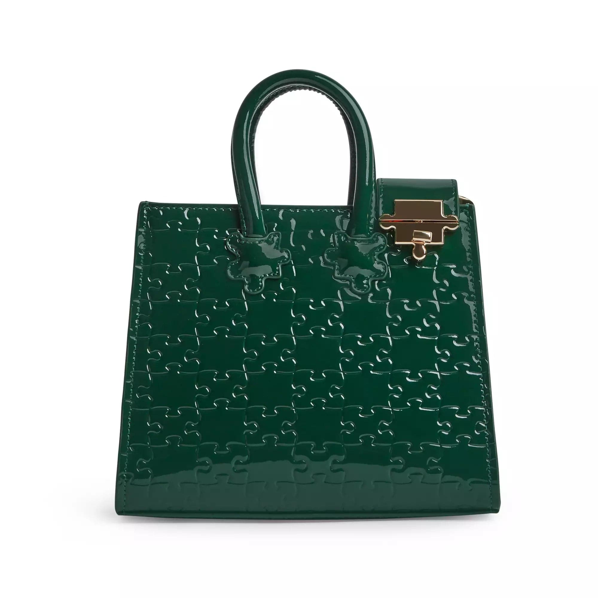 Ibukun Tiny Tote | Patent Leather - Forest Green
