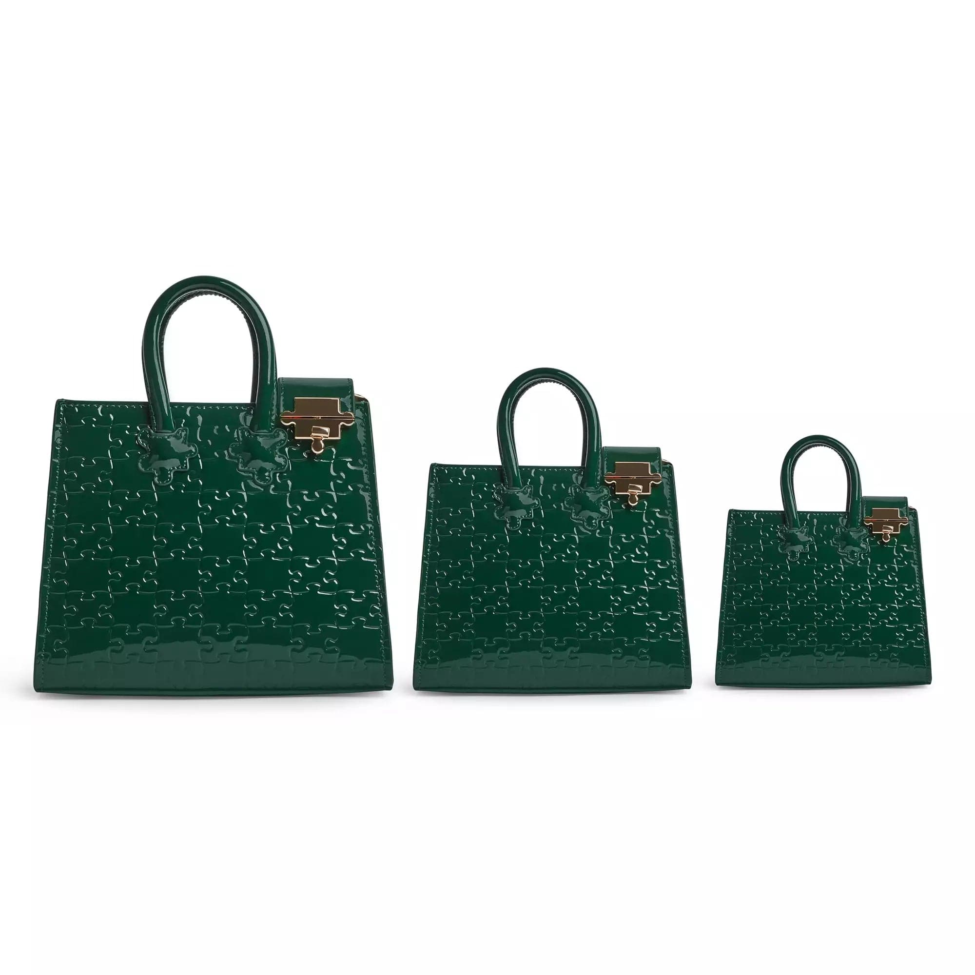 Ibukun Tiny Tote | Patent Leather - Forest Green